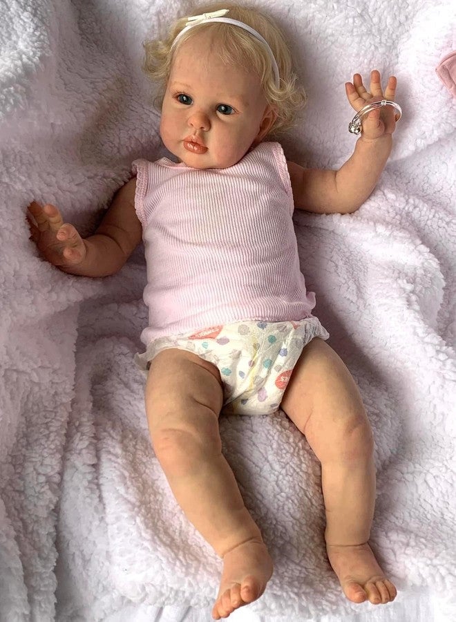 Anano Silicone Reborn Baby Dolls Eyes Open 24 Inch Realistic Dolls Toddler Girl Real Life Like Looking Baby Dolls That Look Real Bebes Reborn Babies with Hair and Toys - Image 4